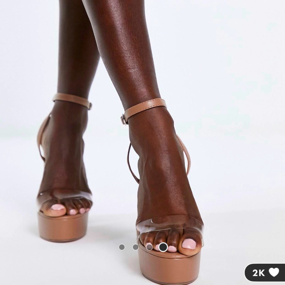 Public Desire Manhattan platform high heeled sandal  in the color toffee size 8.